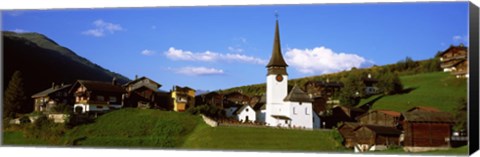 Framed Swiss village in Rhone Valley, Switzerland Print