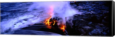 Framed Lava flowing from a volcano, Kilauea, Hawaii Volcanoes National Park, Big Island, Hawaii, USA Print