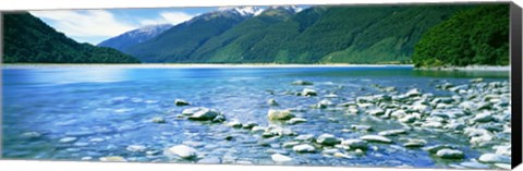 Framed Rocks in a lake, Mackenzie Country, South Island, New Zealand Print