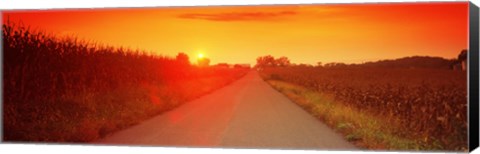 Framed Country road at sunset, Milton, Northumberland County, Pennsylvania, USA Print