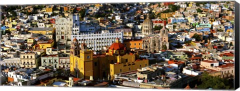 Framed High angle view of a city, Basilica of Our Lady of Guanajuato, University of Guanajuato, Guanajuato, Mexico Print