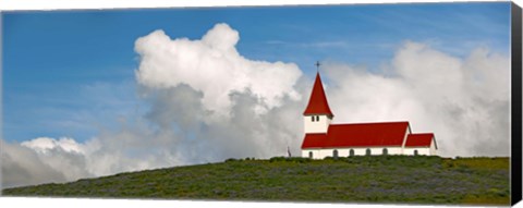 Framed Church on hill, Vik, Iceland Print