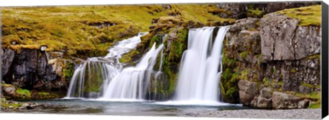 Framed Waterfall, Kirkjufellsfoss Waterfall, Myrar, Snaefellsnes, Borgarfjordur, Iceland Print