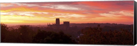 Framed Durham Cathedral view from Wharton Park at sunrise, Durham, County Durham, England Print