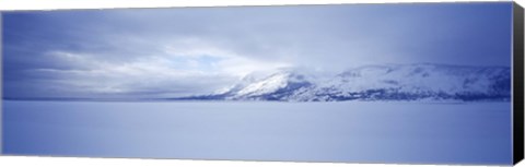 Framed Frozen Jackson Lake in winter, Grand Teton National Park, Wyoming, USA Print