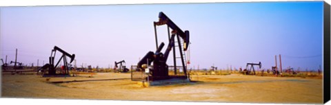 Framed Oil wells in oil field, California State Route 46, California, USA Print