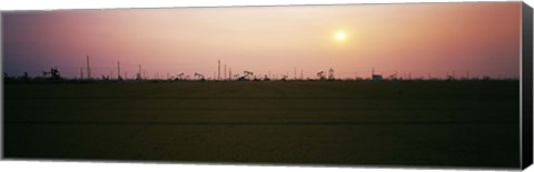 Framed Oil field at sunset, California State Route 46, California, USA Print