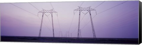 Framed Electric towers at sunset, California, USA Print