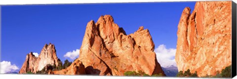 Framed Low angle view of rock formations, Garden of The Gods, Colorado Springs, Colorado, USA Print