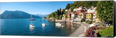 Framed Early evening view of waterfront at Varenna, Lake Como, Lombardy, Italy Print