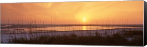 Framed Sea at dusk, Gulf of Mexico, Tigertail Beach, Marco Island, Florida, USA Print