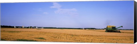 Framed Combine in a field, Marion County, Illinois, USA Print