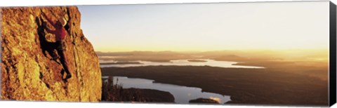 Framed USA, Wyoming, Grand Teton Park, climber Print