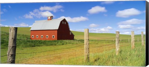 Framed Barn in a field Print