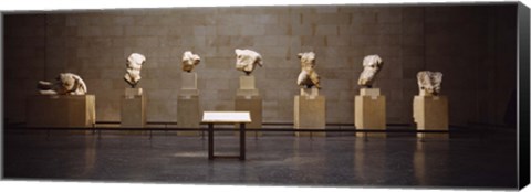 Framed Elgin Marbles display in a museum, British Museum, London, England Print