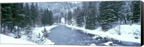 Framed USA, Montana, Gallatin River, winter Print