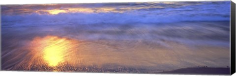 Framed Reflection of sun in water on the beach, La Jolla, California, USA Print
