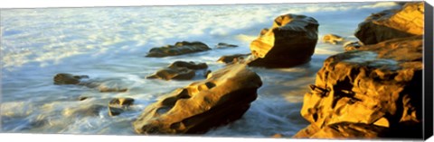 Framed Rock formations on the beach, La Jolla, California, USA Print