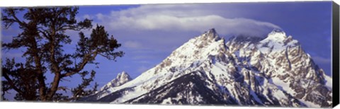 Framed Clouds over snowcapped mountains, Grand Teton National Park, Wyoming, USA Print