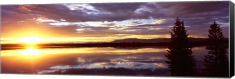 Framed Storm clouds over a lake at sunrise, Jenny Lake, Grand Teton National Park, Wyoming, USA Print