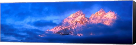 Framed Storm clouds over mountains, Cathedral Group, Teton Range, Grand Teton National Park, Wyoming, USA Print