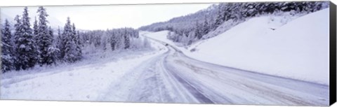 Framed Snow covered road in winter, Haines Highway, Yukon, Canada Print
