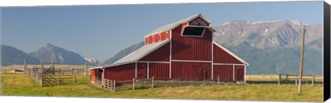 Framed Barn in a field with a Wallowa Mountains in the background, Joseph, Wallowa County, Oregon, USA Print