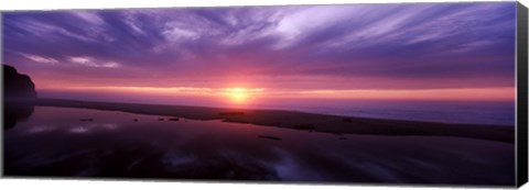 Framed Sunset over Pomponio State Park, San Mateo County, California, USA Print