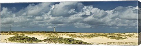 Framed Clouds over the beach with California Lighthouse in the background, Aruba Print