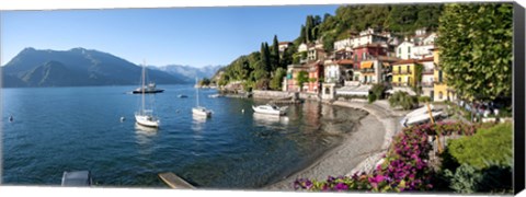 Framed Early evening view of waterfront at Varenna, Lake Como, Lombardy, Italy Print