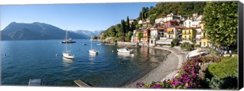 Framed Early evening view of waterfront at Varenna, Lake Como, Lombardy, Italy Print