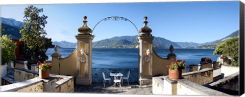 Framed View of Lake Como from a patio, Varenna, Lombardy, Italy Print