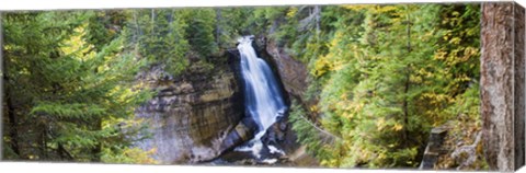 Framed Waterfall in a forest, Miners Falls, Rocks National Lakeshore, Upper Peninsula, Michigan, USA Print