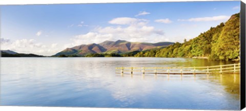 Framed Lake with mountains in the background, Derwent Water, Lake District National Park, Cumbria, England Print