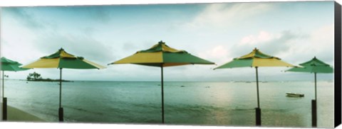 Framed Beach umbrellas, Morro De Sao Paulo, Tinhare, Cairu, Bahia, Brazil Print