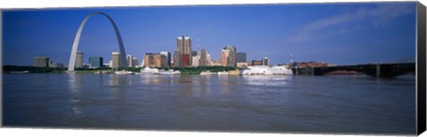 Framed Gateway Arch and city skyline viewed from the Mississippi River, St. Louis, Missouri, USA Print