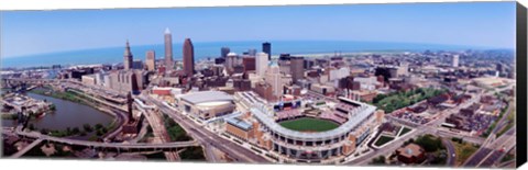 Framed Aerial View Of Jacobs Field, Cleveland, Ohio, USA Print