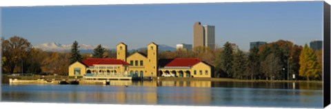 Framed Buildings at the waterfront, City Park Pavilion, Denver, Colorado, USA Print