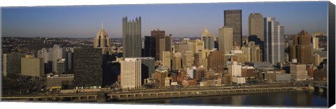 Framed High angle view of buildings in a city, Pittsburgh, Pennsylvania, USA Print