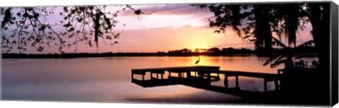 Framed Sunrise Over Lake Whippoorwill, Orlando, Florida, USA Print