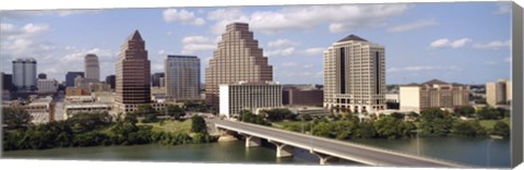 Framed Buildings in a city, Town Lake, Austin, Texas, USA Print