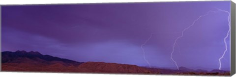 Framed Clouds lightning over the mountains, Mt Four Peaks, Phoenix, Arizona, USA Print