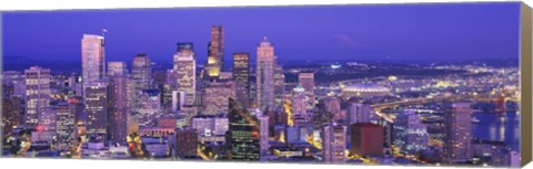 Framed USA, Washington, Seattle, cityscape at dusk Print