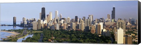 Framed Skyline with Hancock Building and Sears Tower, Chicago, Illinois Print