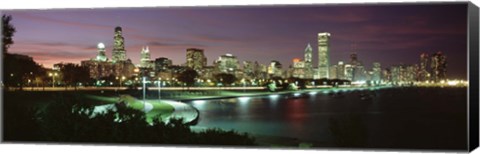 Framed Chicago Lit Up at Night Print