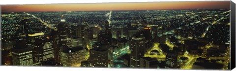 Framed High Angle View of Detroit at Night Print