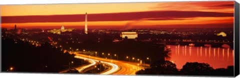 Framed Sunset, Aerial, Washington DC, District Of Columbia, USA Print