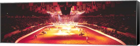 Framed Group of people performing with horses in a stadium, 100th Stock Show And Rodeo, Fort Worth, Texas, USA Print