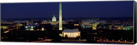 Framed Buildings Lit Up At Night, Washington Monument, Washington DC, District Of Columbia, USA Print