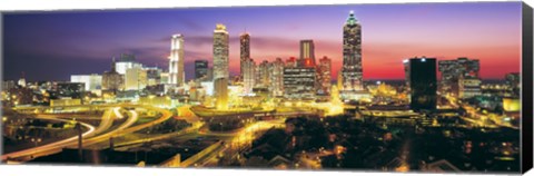 Framed Skyline, Evening, Dusk, Illuminated, Atlanta, Georgia, USA, Print